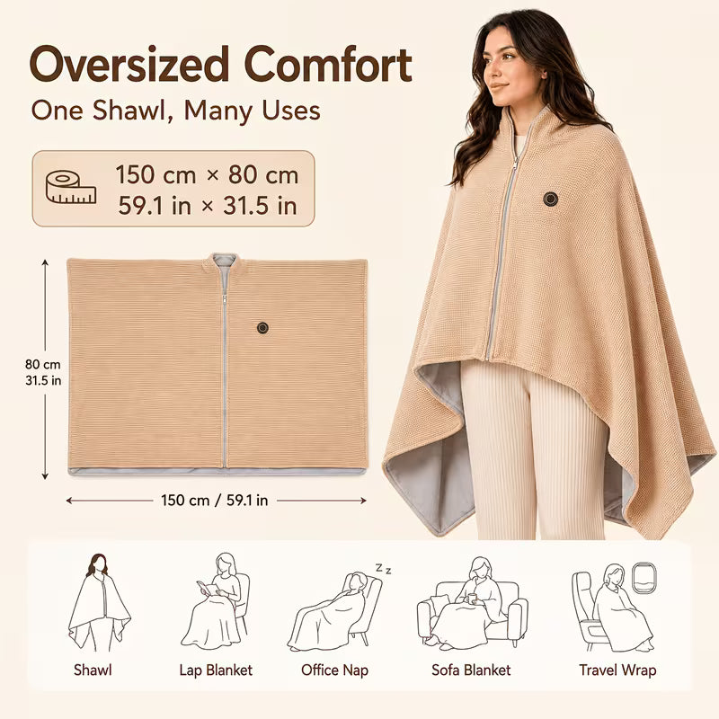 Coocoat size: 150 Γ 80 cm, works as a shawl, lap blanket, office nap or travel wrap